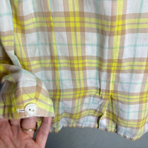 Rag & bone Women’s Margot Blazer Yellow Plaid 100% Cotton size 10 NWOT - Picture 8 of 12